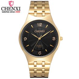 Chenxi Brand Fashion Classic Hot Golden Men Quartz Watches Stainless Steel Watch Male Casual Luxuriou Gift Clocks Man Wristwatch Q0524