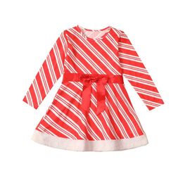 kids clothes girls Christmas Stripe dress children Xmas princess Dresses Spring Autumn fashion Boutique baby Clothing