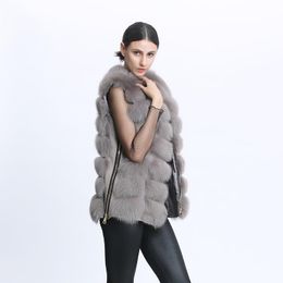 Women's Fur & Faux Natural Vest Ladies Real Women Winter Sleeveless Coat Female Warm Casual O Neck Full Pelt Outwear 2021