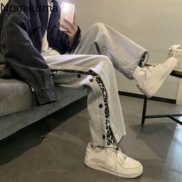 Nomikuma Sweatpants Women Straight Loose Bf Style Side Breasted Leopard Pattern High Street Harem Pants Stretch Waist Pantalones 210514