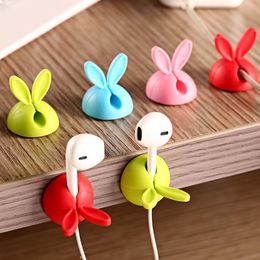 2021 Silicone Rabbit Clip Winder 4 Colours Earphone Cable Storage Clips Desktop Wire Organiser Collation Home Storage Helper