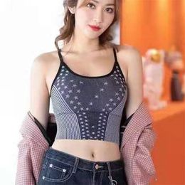 summer style sexy striped inner wear women's beautiful back knitted sweater bottoming top camisole 210520