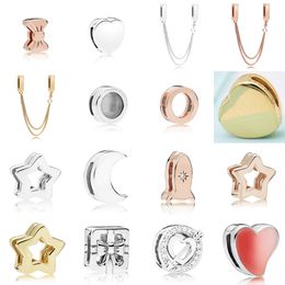 2021 NEW 100% 925 Sterling Silver787582 Rose Reflexions Bow Clip Charm Earrings Clear CZ STUDS Heart Ear Charm Pandora Beads Fit Original