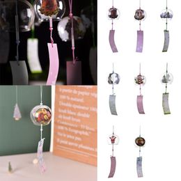 Decorative Objects & Figurines Japan Style Wind Chimes Minimalism Handpaint Sakura Glass Bells Home Garden Office Hanging Decor