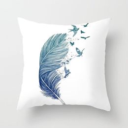 Cushion/Decorative Pillow 1PC Home Fashion Feather Cushion Cover Case Decoration Polyester Sofa Car Seat Throw Covers For Bed 45x45cm