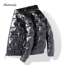DIMUSI Winter Men's Bomber Jacket Fashion Male Glossy Warm Padded Coats Casual Outoutwear Thermal Slim Fit Jackets Mens Clothing Y1122