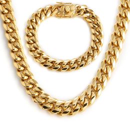 Pendant Necklaces Golden Curb Cuban Link Chain Necklace For Men Women Hip Hop Stainless Steel Gold/Silver Bracelet Fashion Jewelry Accessori
