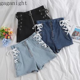 Gaganight Sexy Women Jeans Short Bandage Summer Chic Denims Girls Shorts Zipper Plus Size High Waist Solid Bottom Short Female 210519