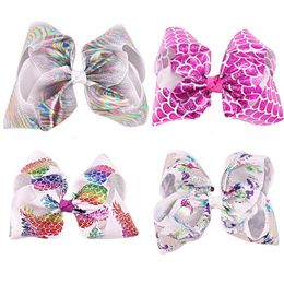 2022 new Baby 8 Inch Big Mermaid hair Ombre Hair Bow On Clip Scale Hair Clip For Kid Girl