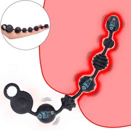 NXY Anal Toys Strong Vibrator Plug Super Long Male Female Prostate Massage Expander Adult Bead Sex Toy USB charging 1130