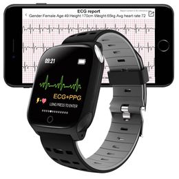 F16 Smart Watch ECG+PPG Measurement Blood Pressure Heart Rate Incoming Reminder Information Fitness Tracker Sport Wristwatch Bracelet PK IWO 13 Pro Smartwatch