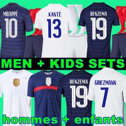 -BENZEMA 19 Maillot de foot France soccer jersey maillots de football Euro Cup 2021 21 22 Francais français Coupe d'Europe MBAPPE GRIEZMANN chemise de la équipe Hommes + enfants kit
