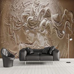 3d wallpaper Custom Wallpaper 3D Relief Beauty Background Mural European Style Living Room Bedroom Home Decor Creative Papers