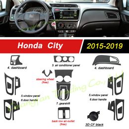 For Honda City 2015-2019 Interior Central Control Panel Door Handle 3D/5D Carbon Fibre Stickers Decals Car styling Accessorie