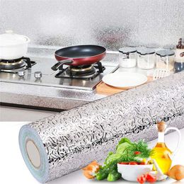 10M Diy Nanofilm for Kitchen Wall Stickers Aluminum Foil Stickers Stove Cabinet Oil-proof Waterproof Self Adhesive Wallpaper 210705