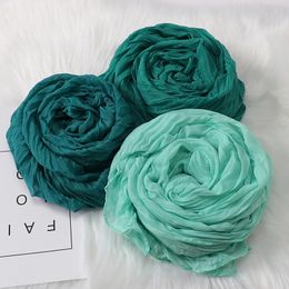 NEW Candy Solid Colour Crinkle Scarf Pleated Cotton Linen Headscarf Muslim For Women Shawls Headscarf Colour 25