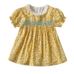 Baby Girl Smocked Dress Toddler Spanish Handmade Smocking Dresses Infant Royal Princess Vestidos Children Spain Boutique Clothes 210615