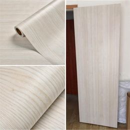 Window Stickers 5M White Wood Grain Self Adhesive Wallpaper Home Striped Roll Modern Contact Paper