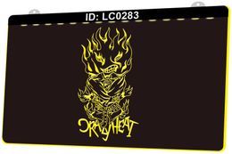 LC0283 Flaming Skull Temporary Tattoo Orayheat Light Sign 3D Engraving