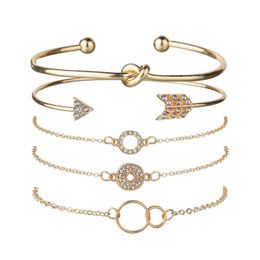 Charm Bracelets Hello Miss Fashion Bracelet Set Geometric Arrow Size Circle Crystal Compass Women's Jewellery