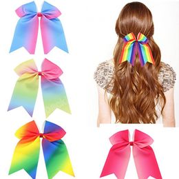 16*20 CM Gradient Grosgrain Ribbon Bowknot Baby Ponytail Hairband Colourful Striped Handmade Bows Infant Headwear Birthday Gifts