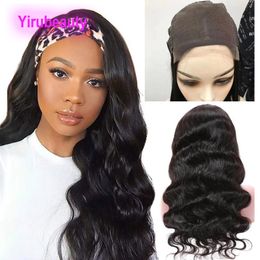 Premium Indian Virgin Human Hair 5X5 Lace Front Wigs - Straight Body Wave Free Part Wigs in Natural Colour