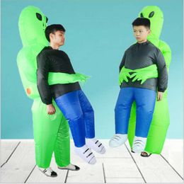 Green Alien Inflatable Costume Adult Kids Funny Blow Up Suit Party Fancy Dress Unisex Costume Christmas Halloween Costume Q0910