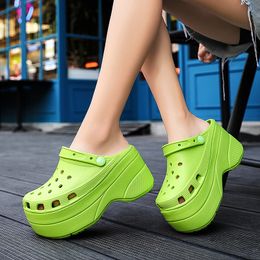 Summer Green Platform High Heels Sandals Non-slip Wedges shoes for Women 10 cm Increase Fashion Garden Shoes K78