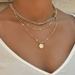 Vintage Necklace On Neck Gold Colour Chain Women's Jewellery Layered Accesories For Girls Clothing Gifts Fashion Pendant