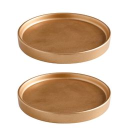 15x15x1.8cm Flowerpot Drip Tray Ceramic Cement Design Base For Garden Balcony (Golden) Planters & Pots