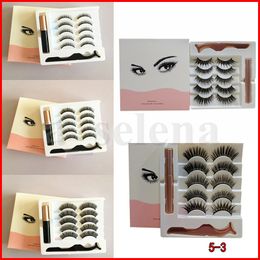 Magnetic Liquid Eyeliner False Eyelashes & Tweezer Magnet Eye lashes Glue Make Up Tools 5 Pairs eyelash 3 in 1 set