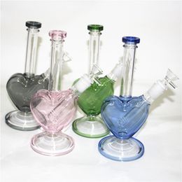 Wasserpfeifen Glas Wasserpfeifen Herzform Rauchpfeife Bong Bohrinseln Shisha Dab Rig Dry Herb Vap Bongs Rauchzubehör Aschefänger beste Qualität
