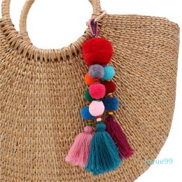 20pcs Pom Pom Key Chain Key Rings Big Tassel Key Chains for Women Bag Part Accessories