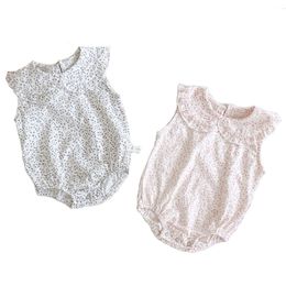 Summer born Bodysuit Cute Sleeveless Jumpsuit Floral Cotton Baby Clothing Girl toddler 210417