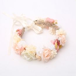 flower girls wreath woman silk flowers garlands bride bridesmaid hairband crown beach holiday boutique stereo rose garland S1031