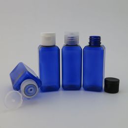 100pcs 50ml Blue Square Plastic Lotion Shampoo Bottle with Flip Top Cap 50CC Empty Rectangle Hotel Bottle