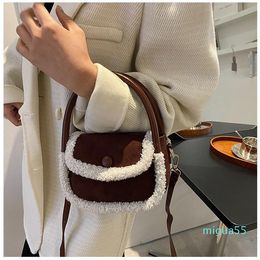 Shoulder Bags Winter Plush PU Bag Female Designer Crossbody For Women Small Square Messenger With Short Handle