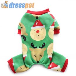 S-XL Christmas Pet Clothes For Small Dog Winter Warm Santa Pattern Coat Jacket Cotton Holiday Party Puppy Christmas Costume 211007