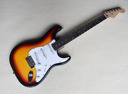 Tobacco Sunburst 6 Strings Electric Guitar with SSS Pickups,Rosewood Fretboard,White Pickguard,Can be Customised