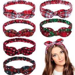 Elastics Bunny Ears Headband For Women Snowflake Striped Lattice HairBand Girls Christmas Gift Headwear Hair Accessories