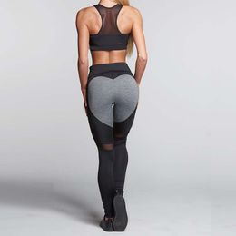 Women Fashion Gothic Push Up Ladies Mesh Pants Love Heart Black Leggings Casual Pants High Waist Sexy Leggings 210518