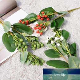 Decorative Flowers & Wreaths 3 Forks Artificial Hypericum Fruit Bouquet With Leaves Party DIY Fake Home Garden Decor Simulated Plant1