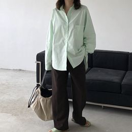 Autumn Light Green Brief Chic Women Streetwear Office Lady Stylish Free All Match High Quality Casual Basic Shirts 210421