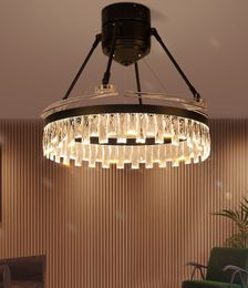 Post-modern Crystal Fan Light Invisible Living Room Ceiling Villa Luxury Chandelier