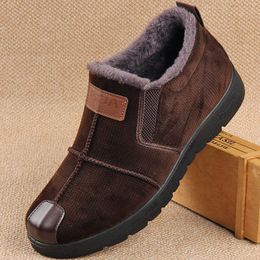 Stivali di cotone invernale di Pechino con pile extra ispessimento comodi scarpe da uomo calda non slitta