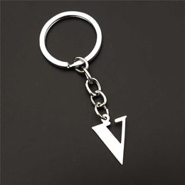 2 Pcs/lot Letter V Keychain Stainless Steel Alphabet Keyring Fashion Men Women Jewellery G1019