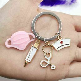 2021 / New Design Keychain Doctor Medical Tool Stethoscope Syringe Mask Key Ring Nurse Medical Student Gift Keychain Souvenir H1126