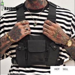 Black Tactical Bag Men Nylon Chest Hip Hop Streetwear Functional Boy Rig Wist Waist Pack