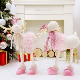 50CM Pink Reindeer Deer Elk Dolls Toys Christmas Decoration Craft Gift Home House Xmas Ornament 2022 Year Decor Navidad 211019