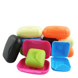 Handmade Soap Dishes with Sealed Lid Candy Colour Travel Seal Lock Box Portable Dish Bathroom Accessory RH4739